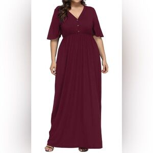 ALLGRACE Maroon Maxi Dress Size 2XL Plus size